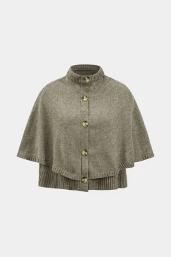 Knitted Button Cape Short Loose Cardigan