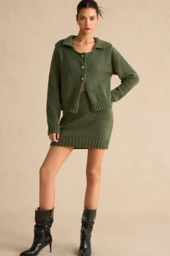 Knitted Metallic Button Long-Sleeve Top
