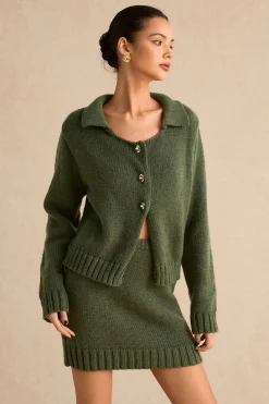 Knitted Metallic Button Long-Sleeve Top