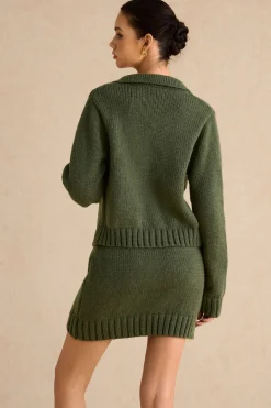 Knitted Metallic Button Long-Sleeve Top