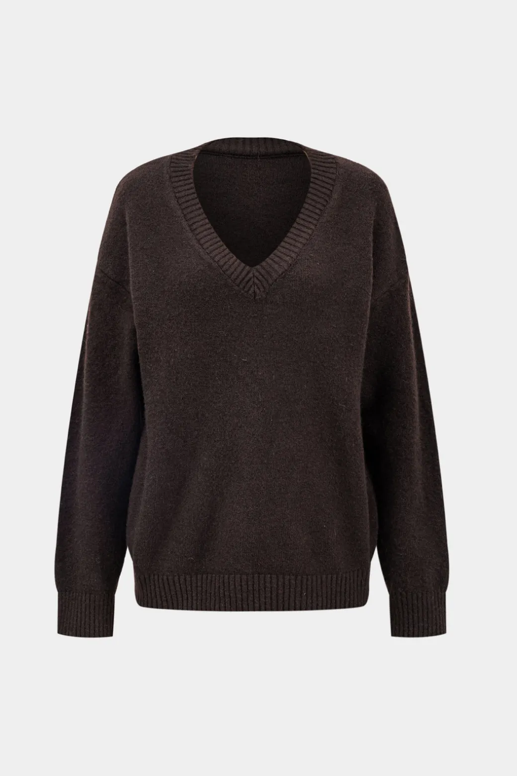 Knitted V-Neck Long-Sleeve Top And Trousers Set