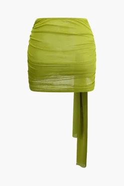 Knot Ruched Off Shoulder Top And Mini Skirt Set