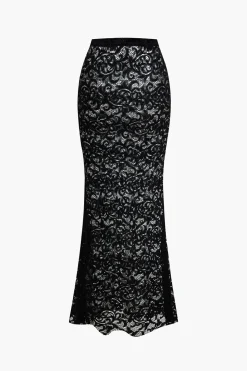 Lace Crop Top And High-Waisted Skirt Set
