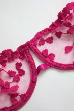 Lace Embroidery Bustier Belted Lingerie Garter Set