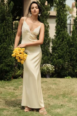 Lace Patchwork V-neck Slip Maxi Dress