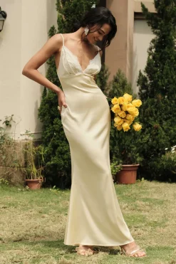 Lace Patchwork V-neck Slip Maxi Dress