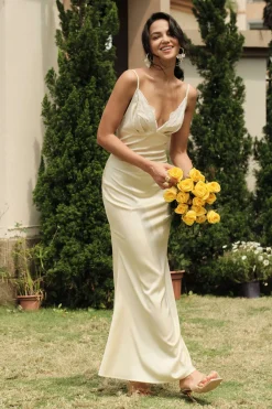Lace Patchwork V-neck Slip Maxi Dress