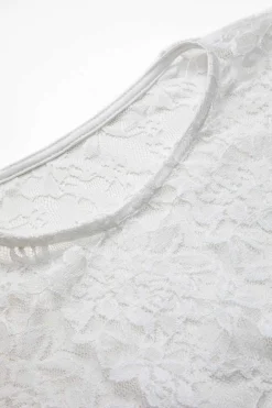 Lace Round Neck Bell Sleeve Mini Dress