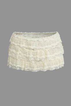 Lace Ruffle Crop Top And Skirt Set