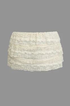 Lace Ruffle Crop Top And Skirt Set
