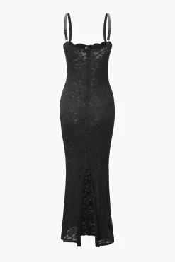 Lace Slip Slit Maxi Dress