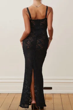 Lace Slip Slit Maxi Dress