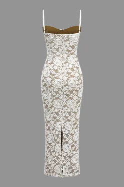 Lace Slit Slip Maxi Dress