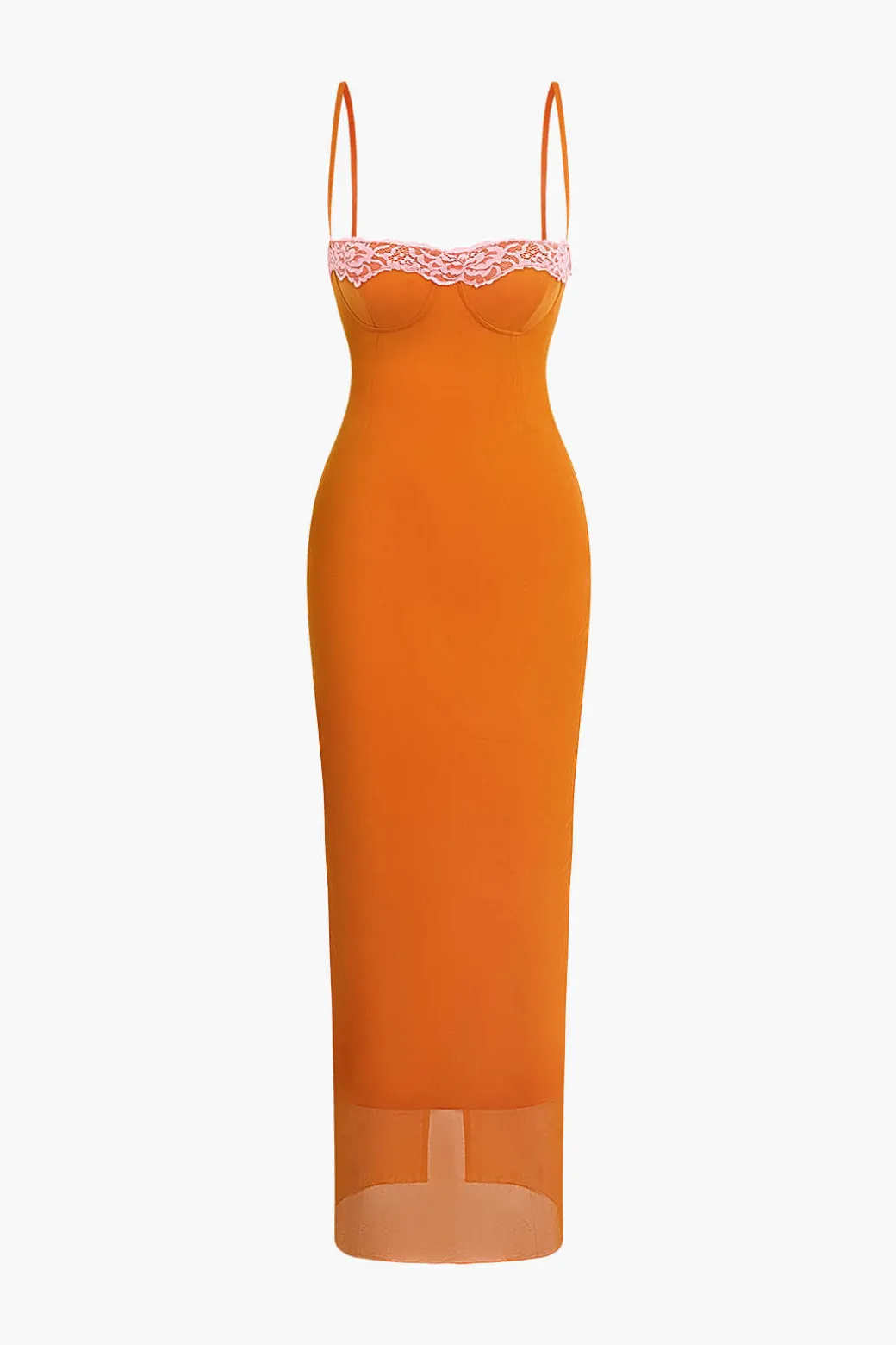Lace Trim Cami Midi Dress