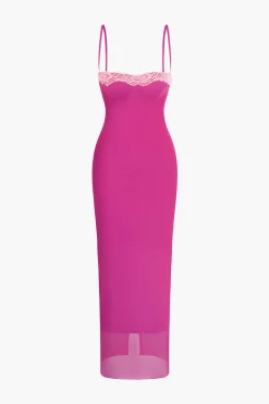 Lace Trim Cami Midi Dress