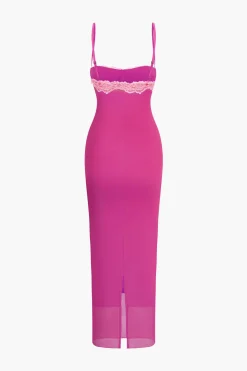 Lace Trim Cami Midi Dress
