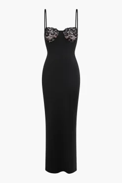 Lace Trim Patchwork Maxi Dress
