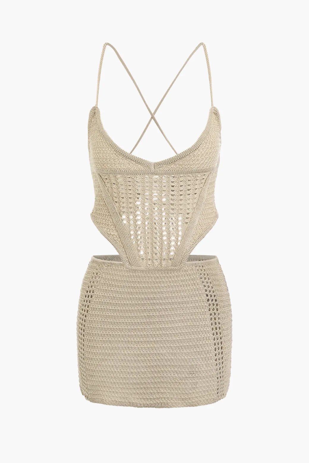 Lace Up Crisscross Knit Crop Top And Mini Skirt Set