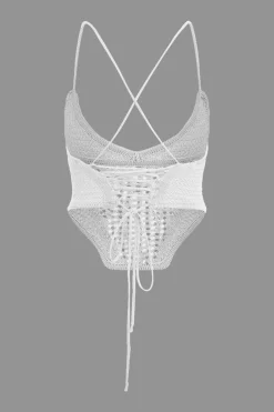 Lace Up Crisscross Knit Crop Top And Mini Skirt Set
