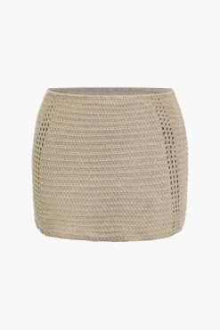 Lace Up Crisscross Knit Crop Top And Mini Skirt Set
