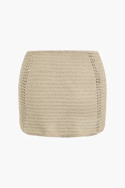 Lace Up Crisscross Knit Crop Top And Mini Skirt Set