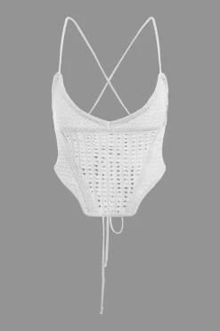 Lace Up Crisscross Knit Crop Top And Mini Skirt Set