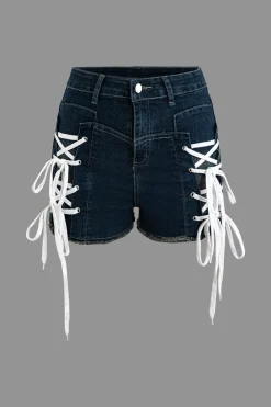 Lace Up Denim Short