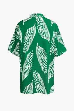 Leaf Print Drawstring Shorts Set