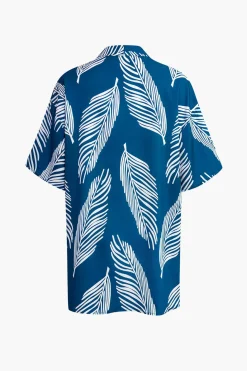 Leaf Print Drawstring Shorts Set