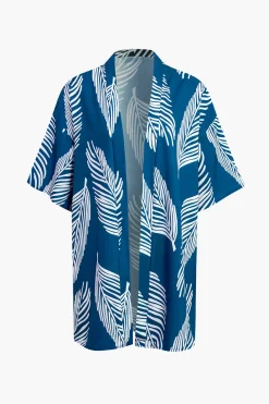 Leaf Print Drawstring Shorts Set