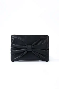 Leather Bow Clutch Bag