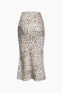 Leopard Drawstring Slit Skirt