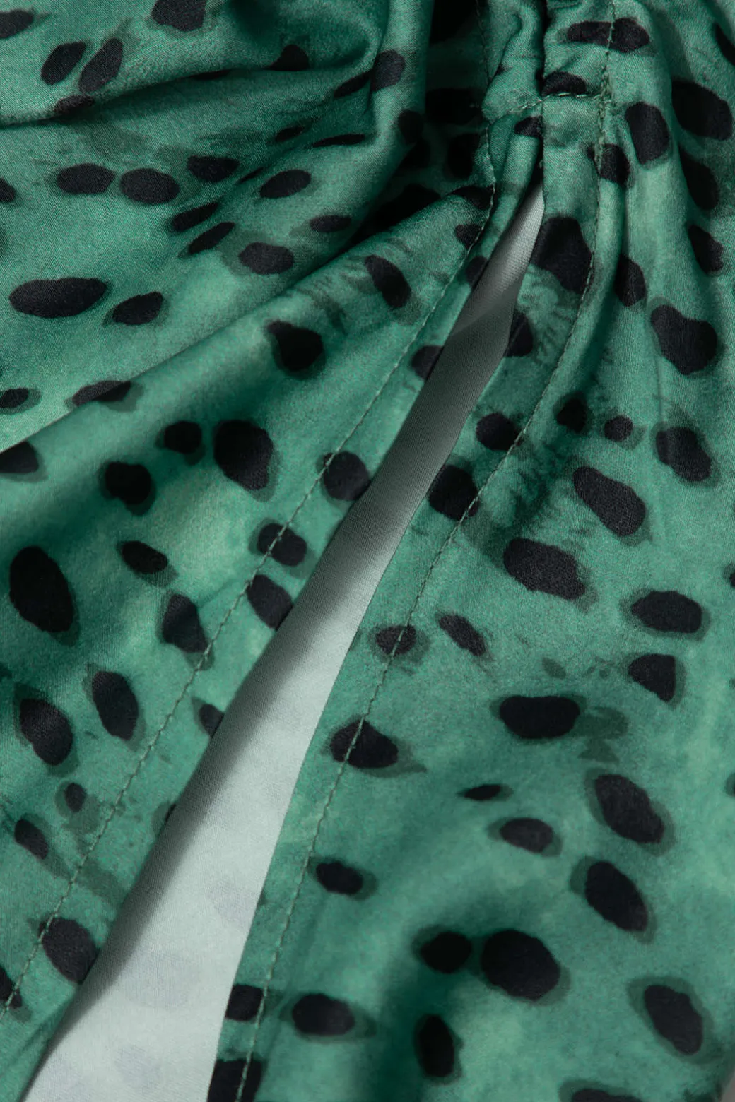 Leopard Drawstring Slit Skirt