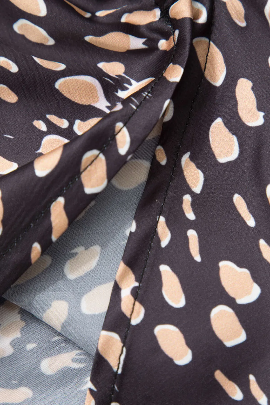 Leopard Drawstring Slit Skirt