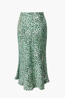 Leopard Drawstring Slit Skirt