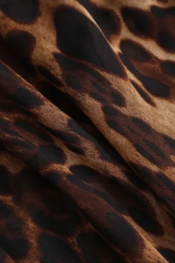 Leopard Print Draped Maxi Dress