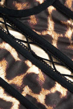 Leopard Print Lace-Up Bustier Top
