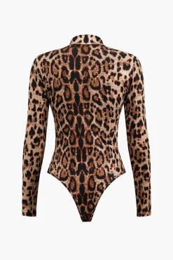 Leopard Print Long Sleeve Bodysuit