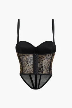 Leopard Print Mesh Sheer Cami Top