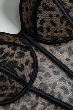 Leopard Print Mesh Sheer Cami Top