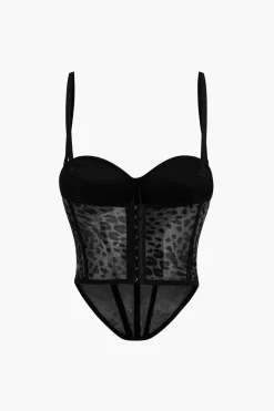 Leopard Print Mesh Sheer Cami Top
