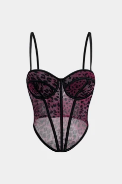 Leopard Print Mesh Sheer Cami Top