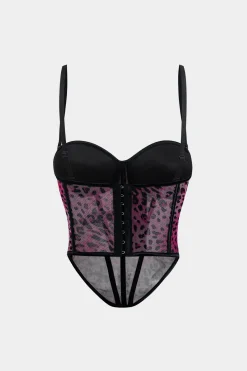 Leopard Print Mesh Sheer Cami Top