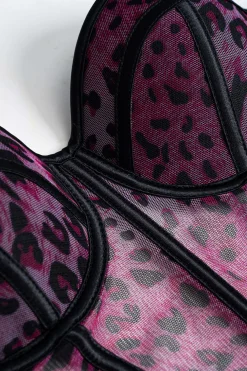 Leopard Print Mesh Sheer Cami Top