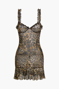 Leopard Print Scallop Edge Mini Dress