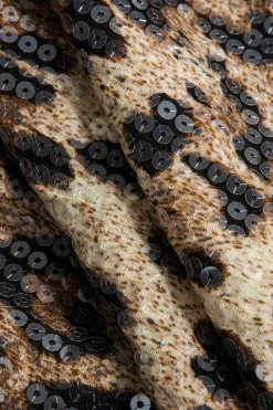 Leopard Print Sequins Spaghetti Strap Mini Dress