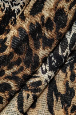 Leopard Print Twist Halter Backless Midi Dress