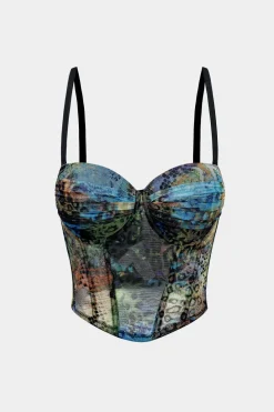 Leopard Snake Skin Print Mesh Slip Cami Top
