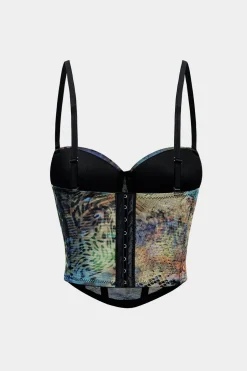 Leopard Snake Skin Print Mesh Slip Cami Top