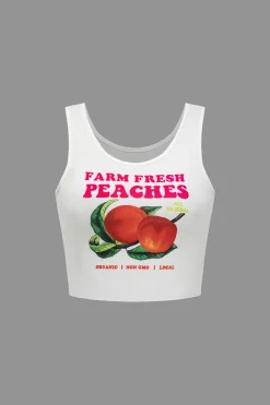 Letter &Fruit Print Tank Top